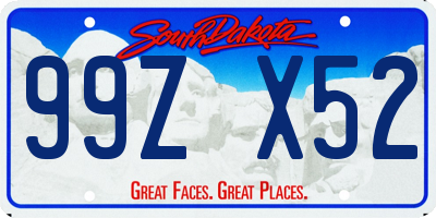 SD license plate 99ZX52