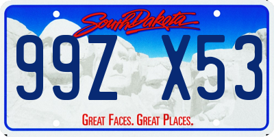 SD license plate 99ZX53