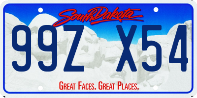 SD license plate 99ZX54