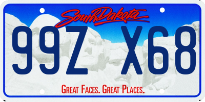 SD license plate 99ZX68