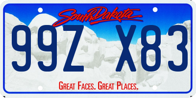 SD license plate 99ZX83