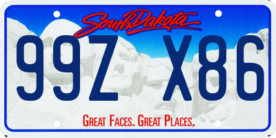 SD license plate 99ZX86