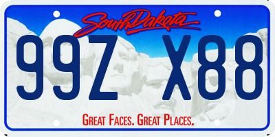 SD license plate 99ZX88