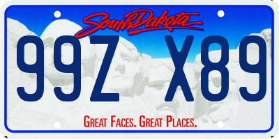 SD license plate 99ZX89