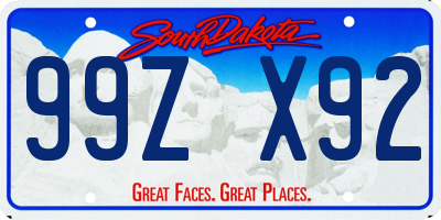 SD license plate 99ZX92