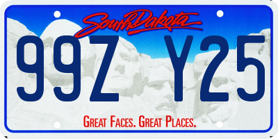 SD license plate 99ZY25