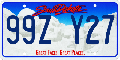 SD license plate 99ZY27