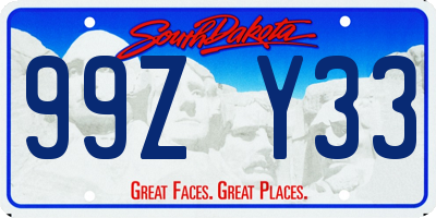 SD license plate 99ZY33