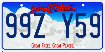 SD license plate 99ZY59