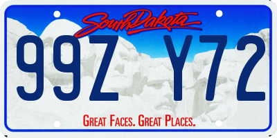 SD license plate 99ZY72