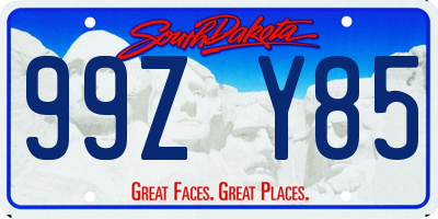SD license plate 99ZY85