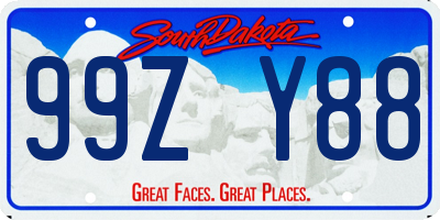 SD license plate 99ZY88