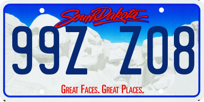 SD license plate 99ZZ08