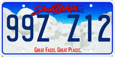SD license plate 99ZZ12