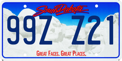 SD license plate 99ZZ21