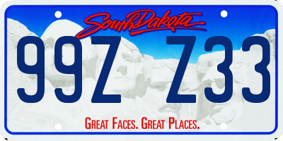 SD license plate 99ZZ33