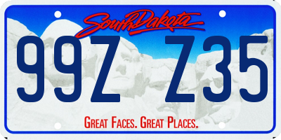 SD license plate 99ZZ35