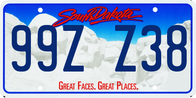 SD license plate 99ZZ38