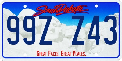 SD license plate 99ZZ43
