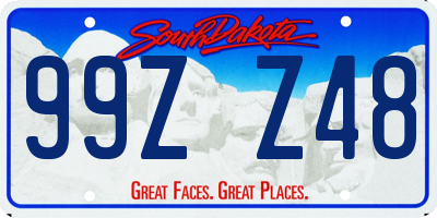 SD license plate 99ZZ48