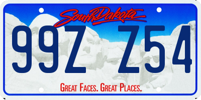 SD license plate 99ZZ54