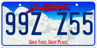 SD license plate 99ZZ55