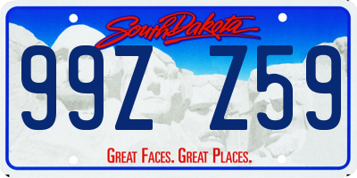 SD license plate 99ZZ59