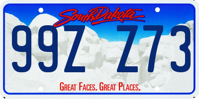 SD license plate 99ZZ73