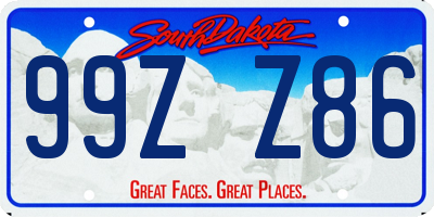 SD license plate 99ZZ86