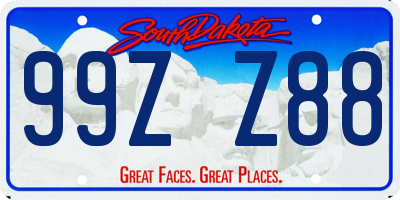 SD license plate 99ZZ88