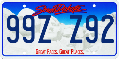 SD license plate 99ZZ92