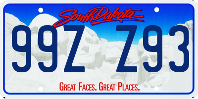 SD license plate 99ZZ93