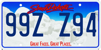 SD license plate 99ZZ94