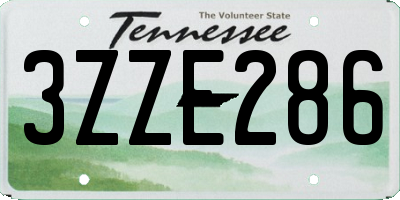 TN license plate 3ZZE286
