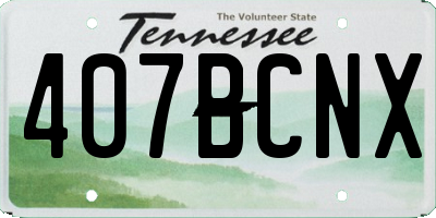 TN license plate 407BCNX