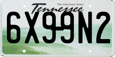 TN license plate 6X99N2