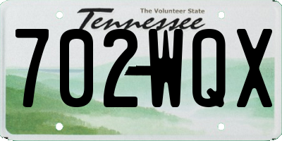 TN license plate 702WQX