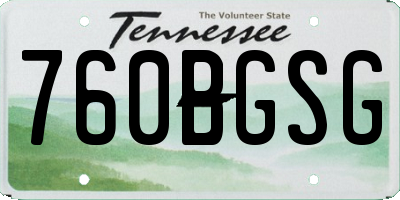 TN license plate 760BGSG