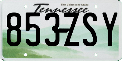 TN license plate 853ZSY