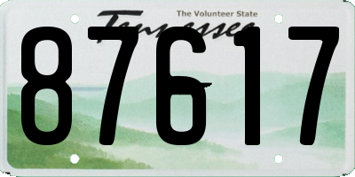 TN license plate 87617