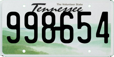 TN license plate 998654