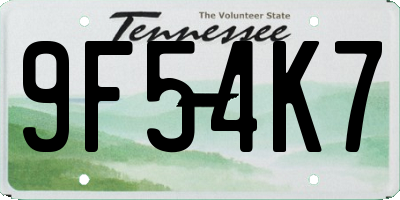 TN license plate 9F54K7