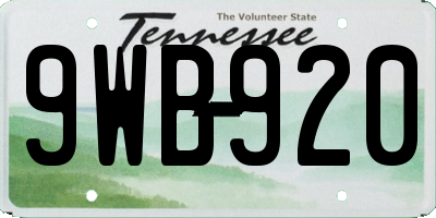 TN license plate 9WB920