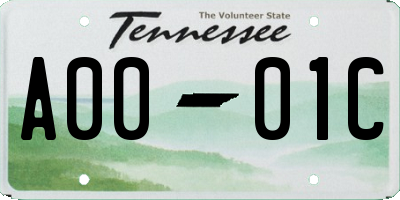 TN license plate A0001C