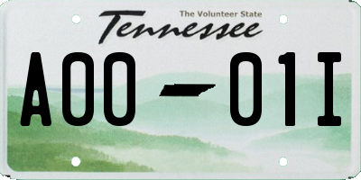 TN license plate A0001I