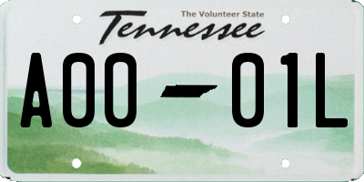 TN license plate A0001L
