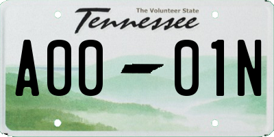 TN license plate A0001N