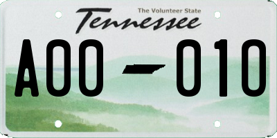 TN license plate A0001O