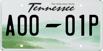 TN license plate A0001P