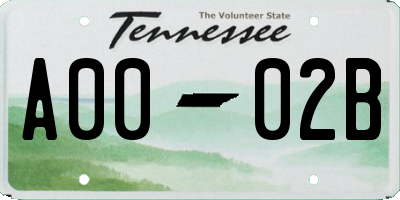 TN license plate A0002B